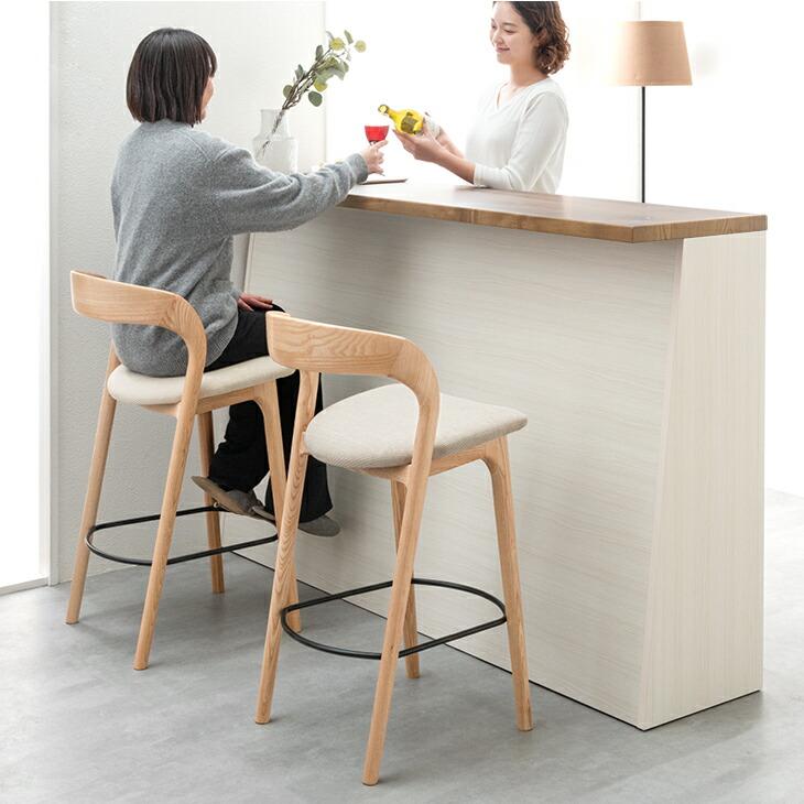 タンスのゲン カウンターチェア おしゃれ 1脚 単品 木製 天然木