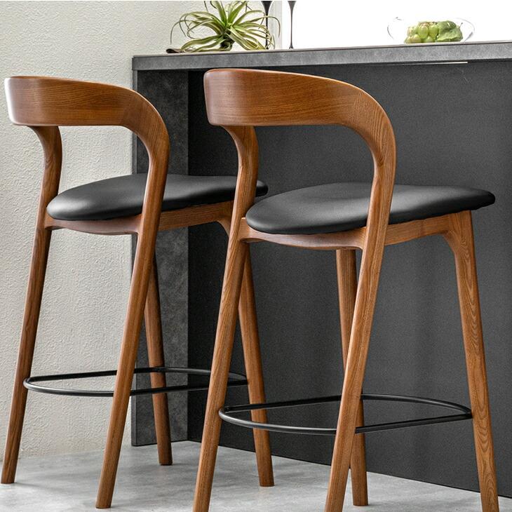 カウンターチェア　木製ハイチェア　1脚① 木製カウンターチェア 座面高63cm CCK861 ダークブラウン こげ茶色