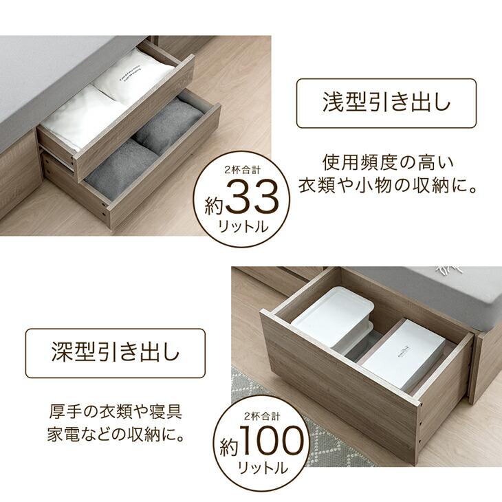 タンスのゲン 本日+5% ベッド セミダブル 収納 ベッドフレーム すのこ