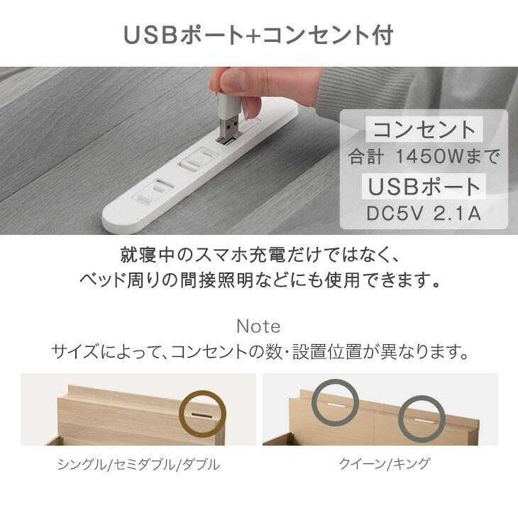 タンスのゲン ローベッド シングル ベッドフレーム ベッド USB