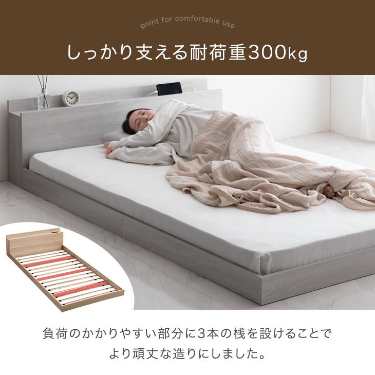 ⓸ シングルベッド USBコンセント付き ロータイプベッド 宮付き