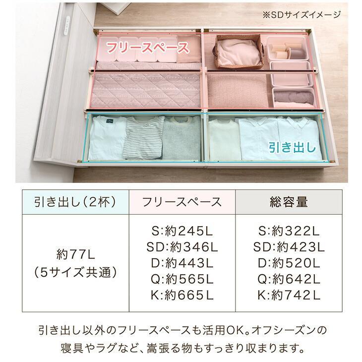 タンスのゲン 11日+4% ベッド クイーン 収納付きベッド ベッドフレーム