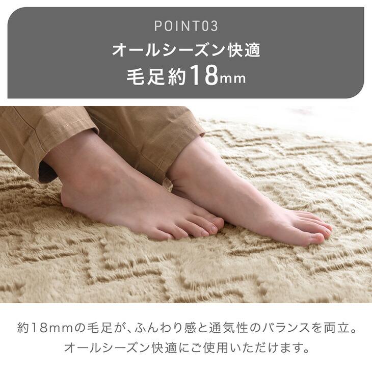 タンスのゲン ラグ 2畳 3畳 厚手 30mm ラグマット カーペット 185×185