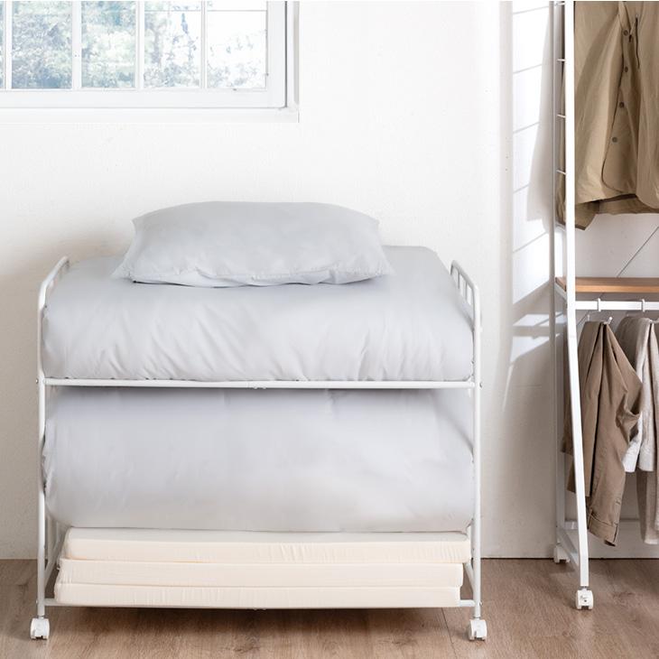 布団収納ラック 2段 キャスター おしゃれ 布団ラック 高さ調節