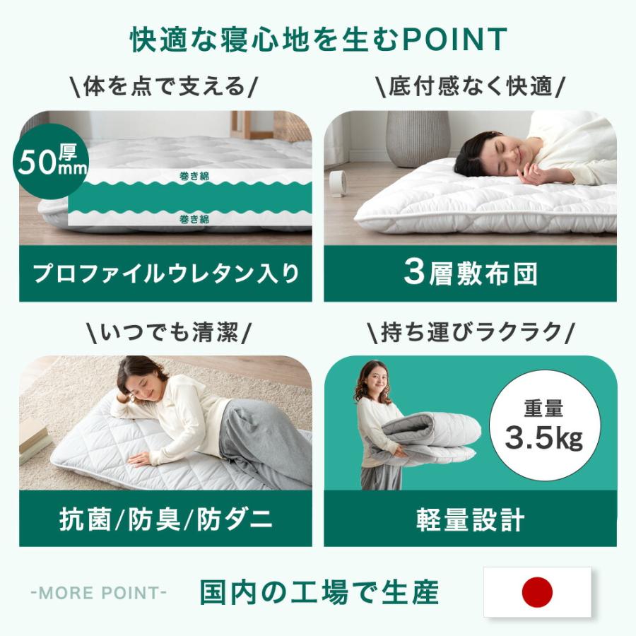 タンスのゲン 本日+5% 敷き布団 マットレス 8cm厚 セミシングル 幅65