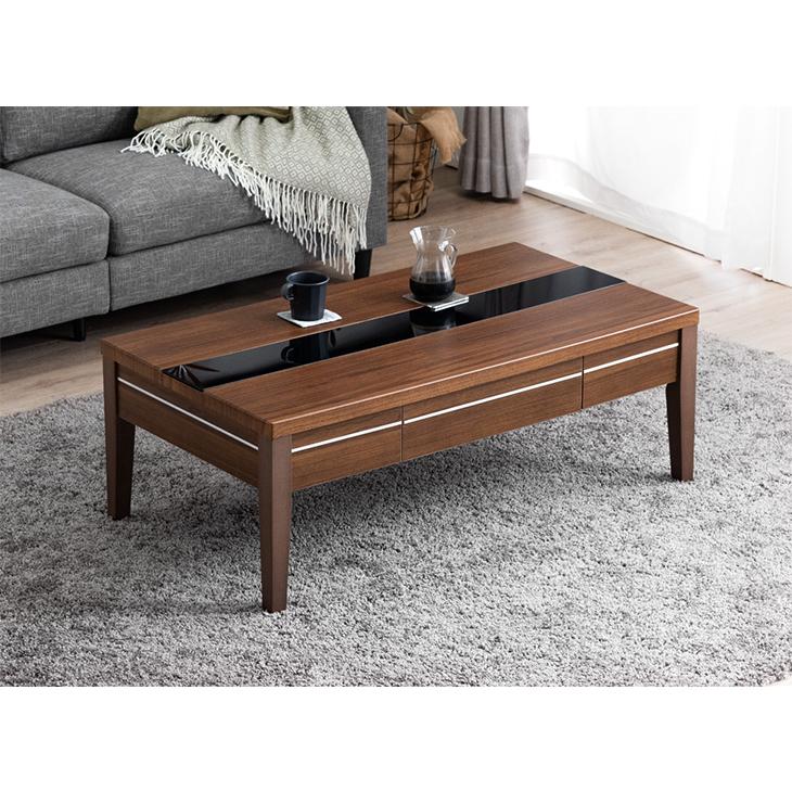 タンスのゲン センターテーブル 大理石調 引き出し 北欧 ガラス 白 120