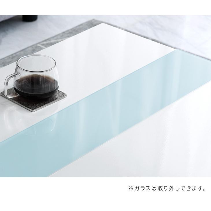 タンスのゲン センターテーブル 大理石調 引き出し 北欧 ガラス 白 120