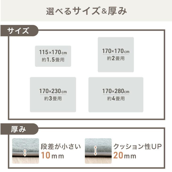 下敷き等 タンスのゲン 下敷きマット 洗える ラグ 下敷き 厚手 20mm 170×230