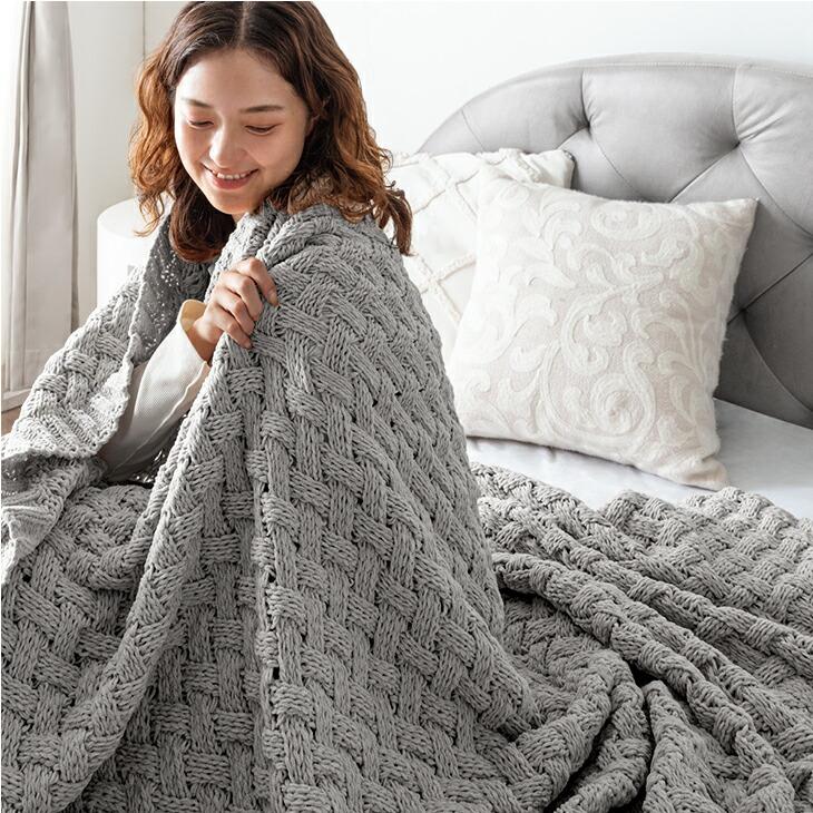 Amazon｜WWJJ 厚手 手編み ブランケット 手作り 粗いライン DIY製の