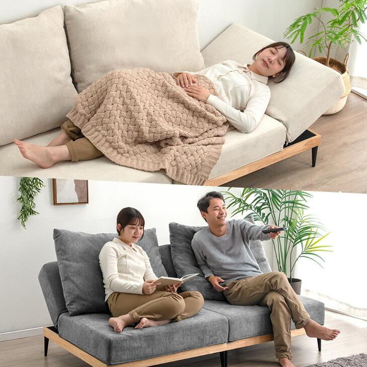 タンスのゲン ソファ 2人掛け ソファーベッド 北欧 幅180 天然木