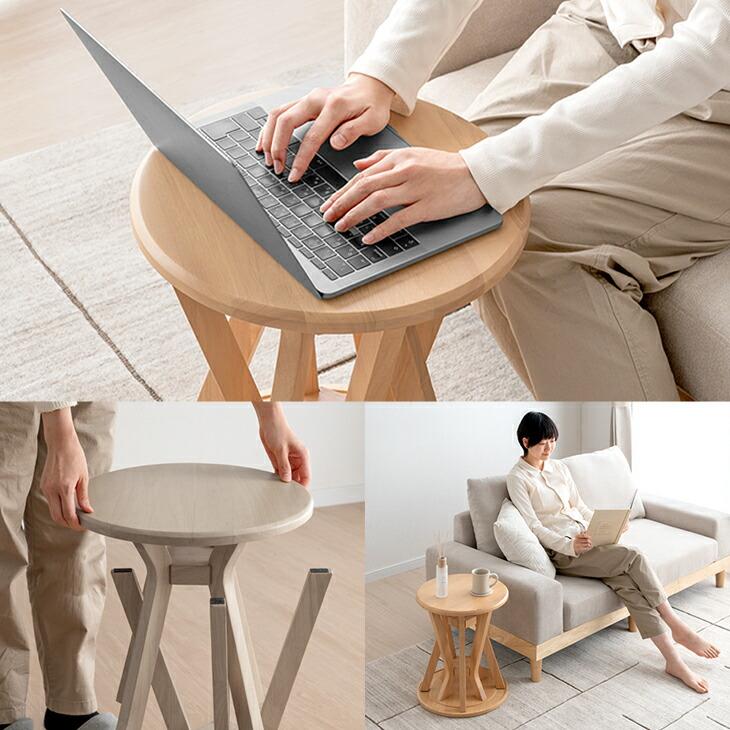 タンスのゲン スツール サイドテーブル 2脚セット 椅子 スタッキング