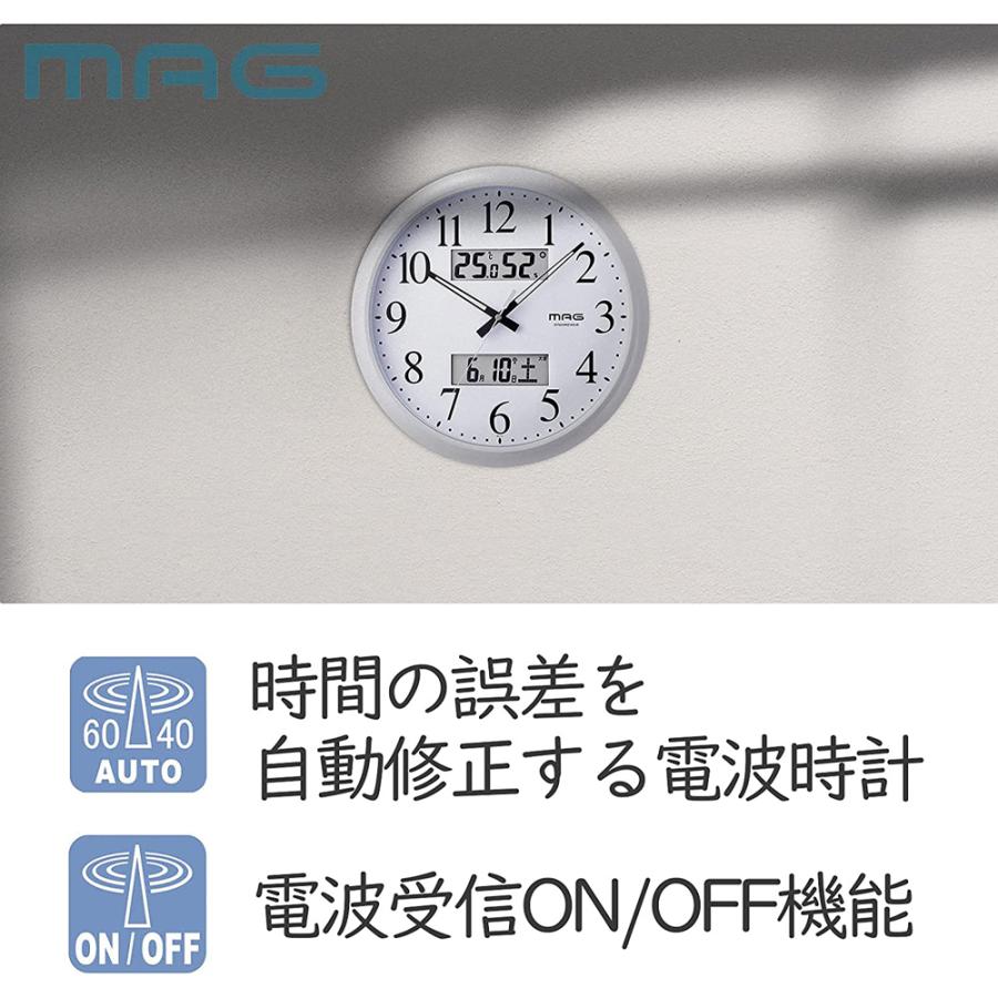MAG W-711WH 温湿度計表示でお部屋の環境がひと目でわかる掛時計 電波掛時計 ダブルリンク (ホワイト) (W711WH)｜tantan｜05