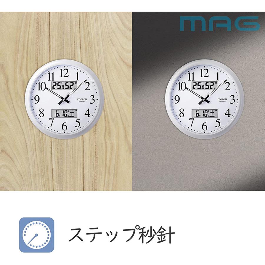 MAG W-711WH 温湿度計表示でお部屋の環境がひと目でわかる掛時計 電波掛時計 ダブルリンク (ホワイト) (W711WH)｜tantan｜06