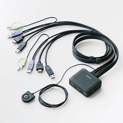 エレコム KVM HDHDU2 パソコン切替器 PC2台 HDMI マウス キーボード スピーカー 手元スイッチ Windows11 Mac KVMHDHDU2