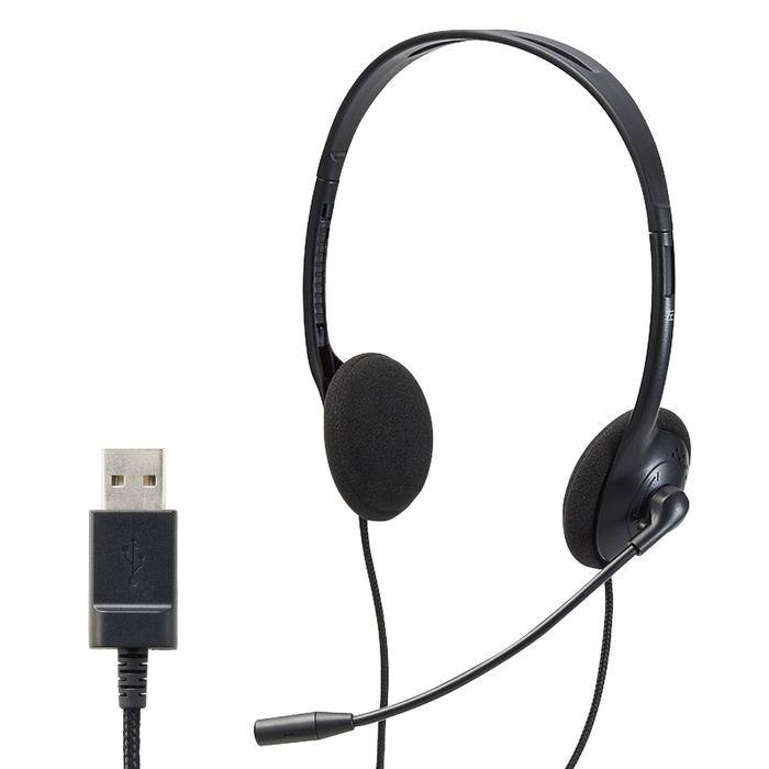 エレコム HS-KD03UBK ヘッドセット 有線 USB 両耳 ヘッドホン マイク付き Chrome Zoom スカイプ 対応 ブラック (HSKD03UBK)｜tantan