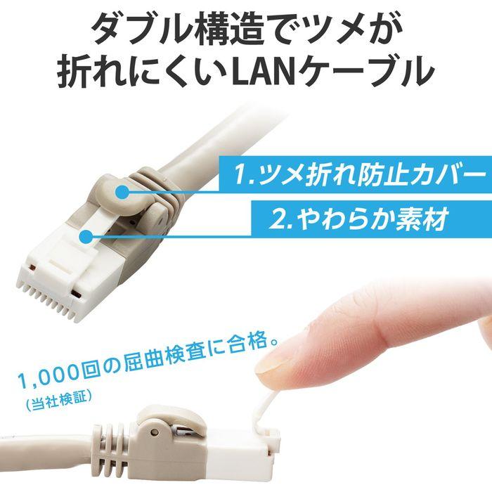 エレコム LD-GPAT/LG2/RS 【メール便での発送商品】LANケーブル CAT6A 2m 高速 10Gbps ストレート 爪折れ防止 ライトグレー (LDGPAT/LG2/RS)｜tantan｜02