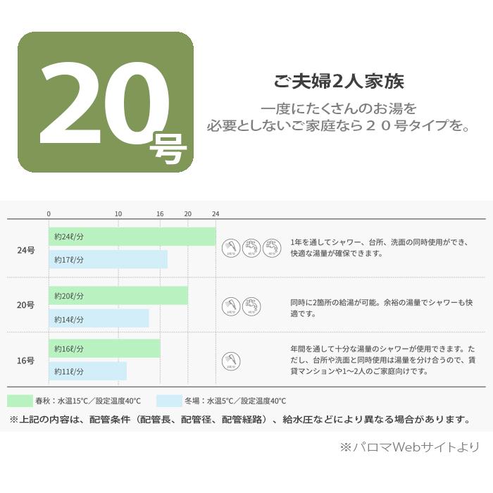 パロマ（Paloma） PH EM2016AWL 13A エコジョーズ ガス給湯器 20号