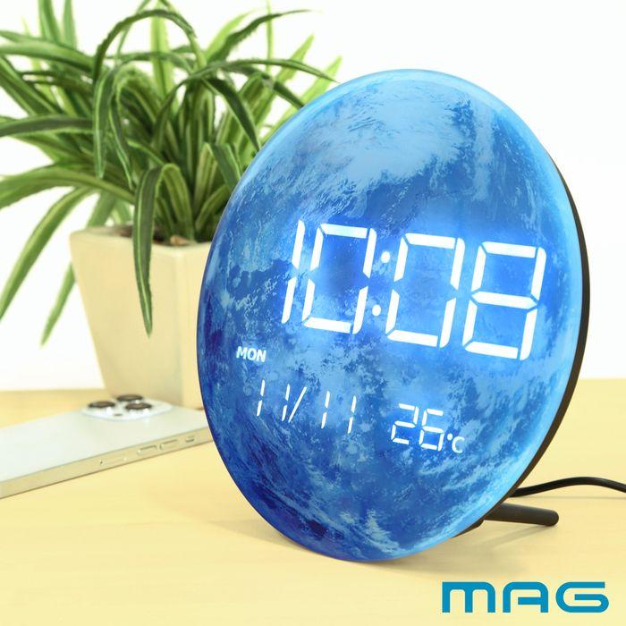 ノア精密 T 791BU MAG マグ 置き時計 LED デジタル AC電源 地球 星