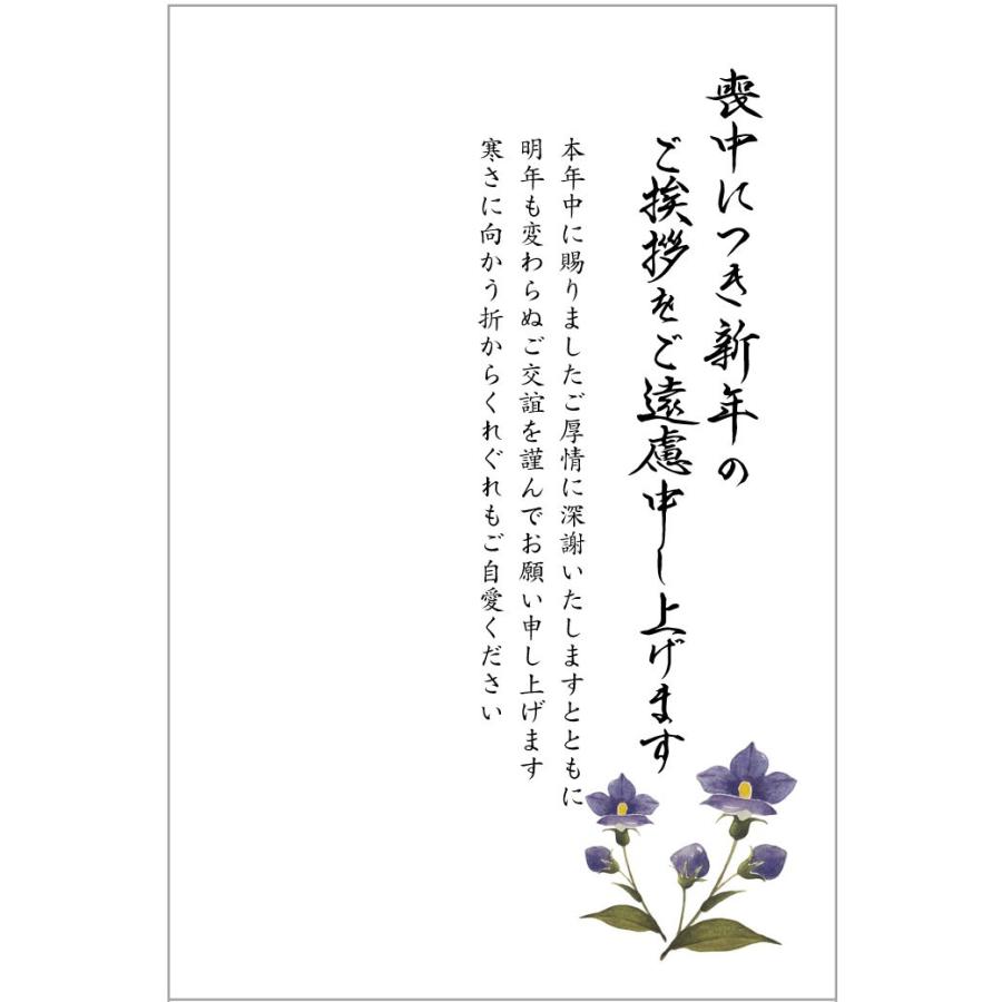 《官製 10枚》喪中はがき（ききょう）縦書きタイプ（No.864）《既製文章/63円切手付ハガキ/胡蝶蘭切手/裏面印刷済み》｜tantanjp