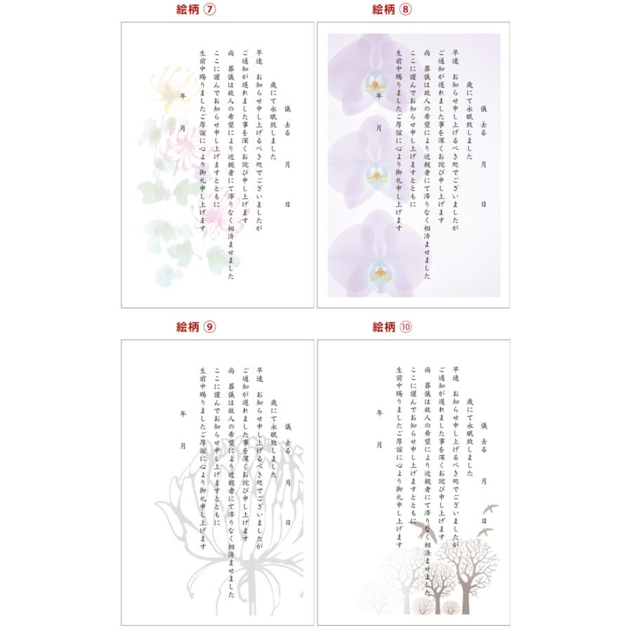 死亡通知 はがき 80枚 死亡報告 挨拶状 私製ハガキへ印刷 切手なし