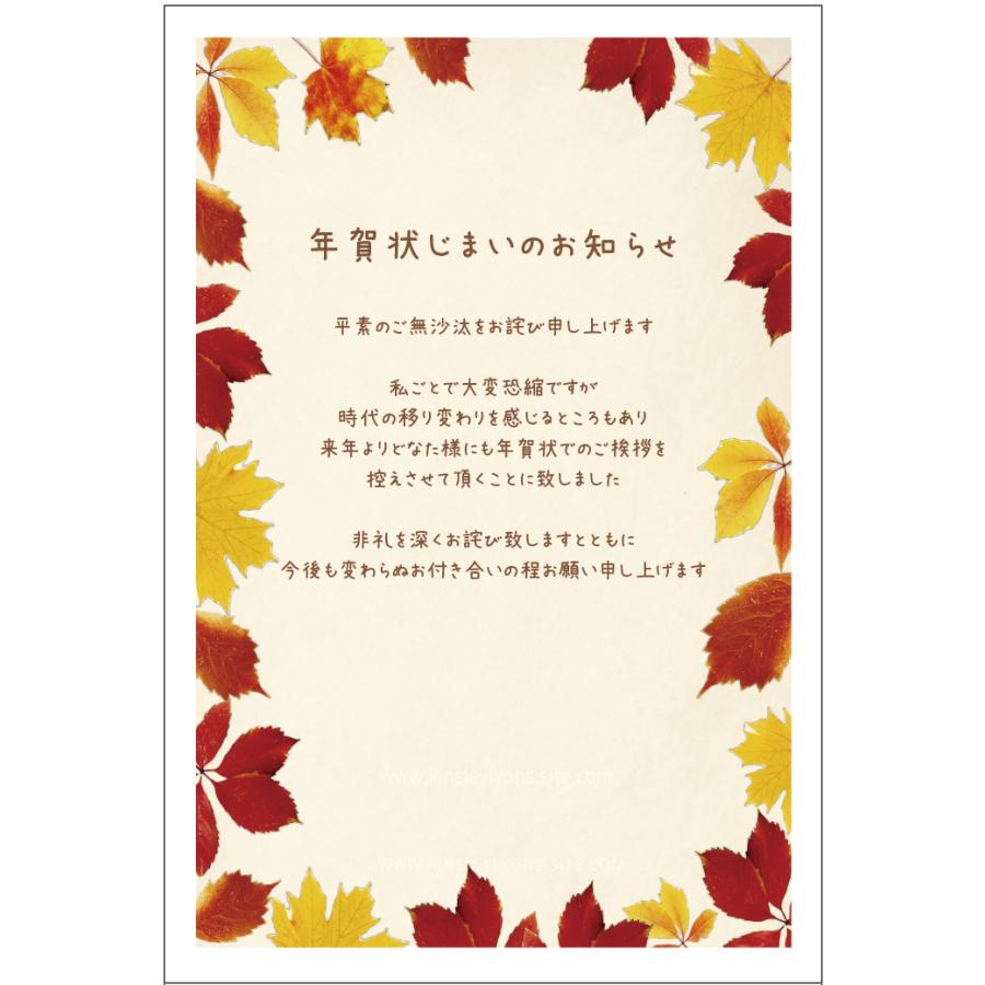 年賀状じまい はがき 10枚入（momiji）年賀状での挨拶をやめる 文章
