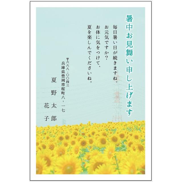 暑中 残暑見舞いはがき印刷 ひまわり タイプs K07 暑中お見舞い 引越報告も兼ねて 10枚 官製はがき メール便選択可 名入れ Hagaki Summer K07 メイドインたんたん 通販 Yahoo ショッピング