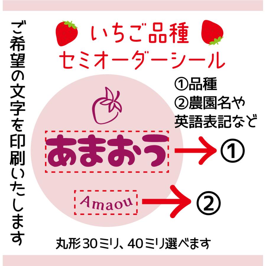 いちご品種セミオーダーシール 丸形30ミリ 40ミリ サイズ、枚数選べ