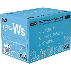 ds-2126449 （まとめ）TANOSEE αエコペーパータイプWS 白くて滑らか、ちょっとコシのあるコピー用紙。 A4 1箱(2500枚:500枚×5冊) 