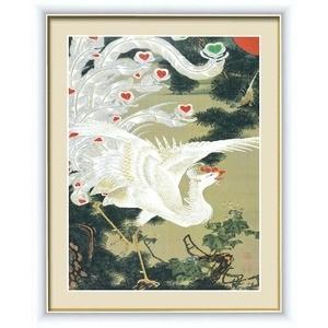 ds-2198446 群鶏・白鳳・鶏□伊藤若冲 額装品（白）F6号 老松白鳳図