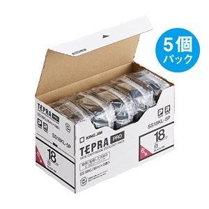 ds-2218495 (まとめ）キングジム テプラ PRO テープカートリッジ ロングタイプ 18mm 白/黒文字 SS18KL-5P 1パック(5個) (ds2218495)