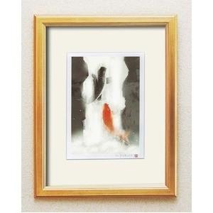 ds-2279267 吉岡浩太郎 風水額（太子） ゴールド「夫婦滝昇り鯉」 (ds2279267)