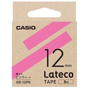ds-2299690 （まとめ）カシオ ラテコ 詰替用テープ12mm×8m ピンク/黒文字 XB-12PK 1個【×10セット】 (ds2299690)