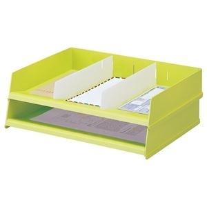 ds-2437802 リヒトラブ フリーサイズ レタートレー A4ヨコ 黄緑 A-7312-6 1セット(16個：2個×8組) (ds2437802)