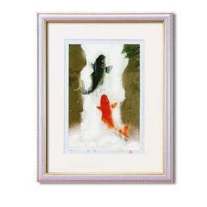 ds-1863957  吉岡浩太郎 「夫婦滝昇り鯉」 壁掛けひも付き 化粧箱入り 日本製 (ds1863957)