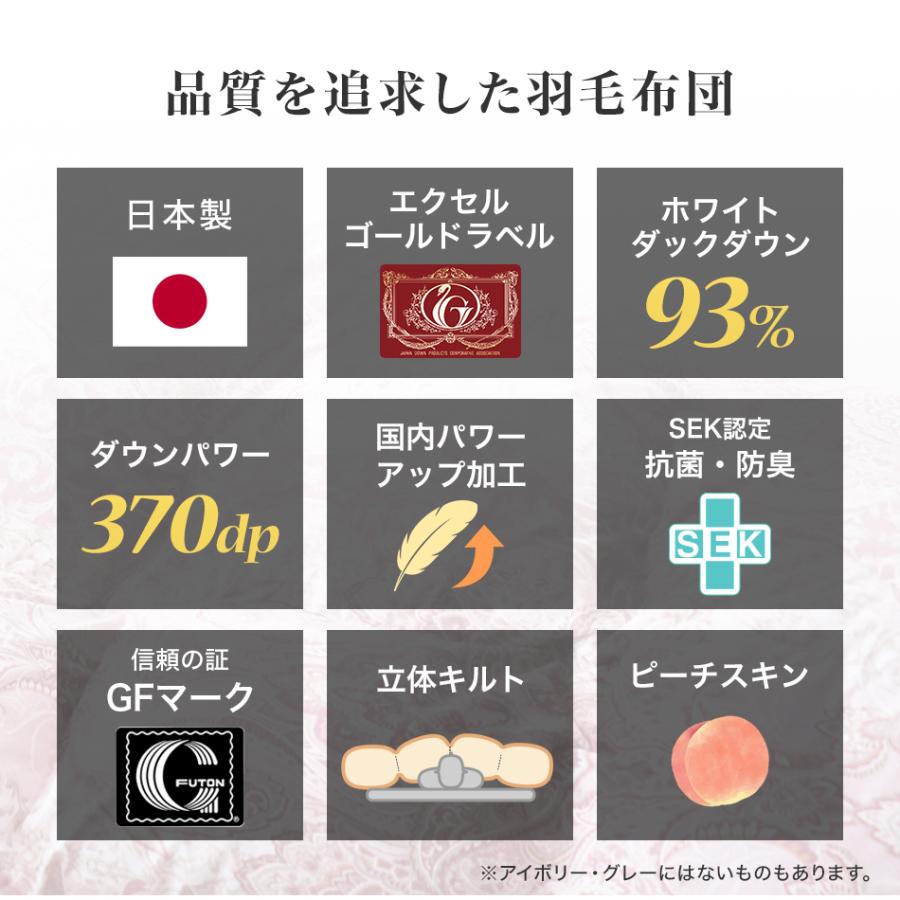 羽毛布団 セミダブル 掛け布団 日本製 ホワイトダックダウン93%使用 エクセルゴールドラベル 暖かい 冬 抗菌 防臭 防ダニ 羽毛 布団 新品｜tantobazar｜03