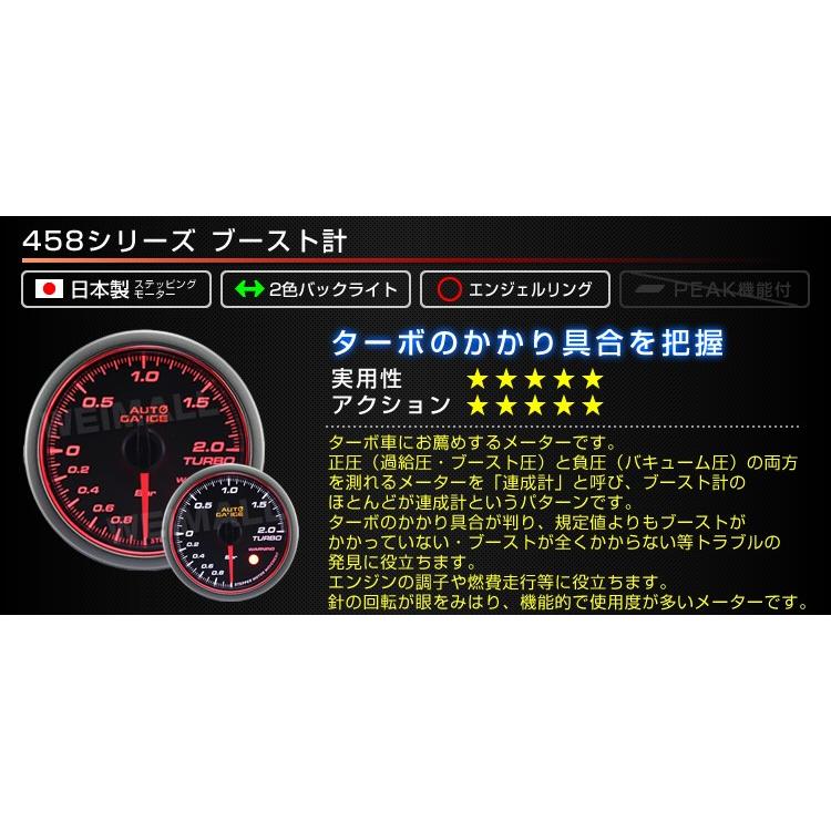 オートゲージ AUTOGAUGE ブースト計 52Φ エンジェルリング スモークレンズ ホワイト/アンバーLED ワーニング機能付 458シリーズ  :458BO52:tantobazarshop - 通販 - Yahoo!ショッピング