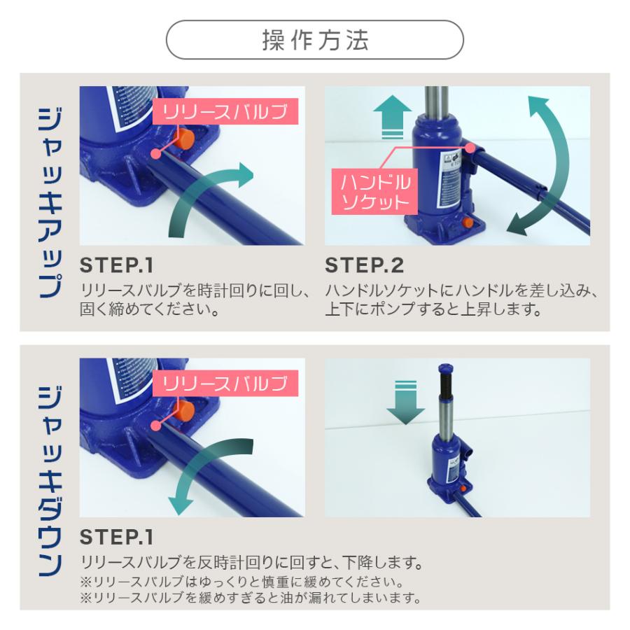 油圧ジャッキ 6t ジャッキ 油圧 安全弁付き ボトルジャッキ ダルマジャッキ タイヤ交換 送料無料 口コミ 高評価 おすすめ 便利｜tantobazarshop｜07