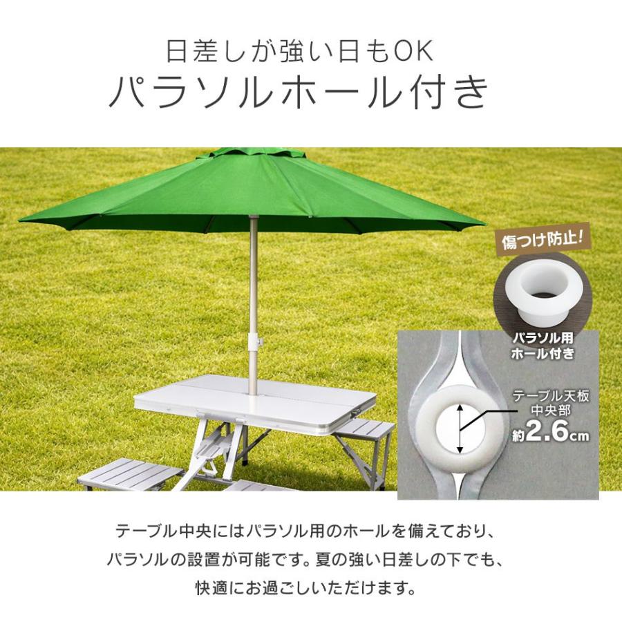 レジャー　アウトドア　キャンプ用　折りたたみテーブル　緑 MERMONT アウトドアテーブル ベンチ 2脚セット 85×67cm 折りたたみ