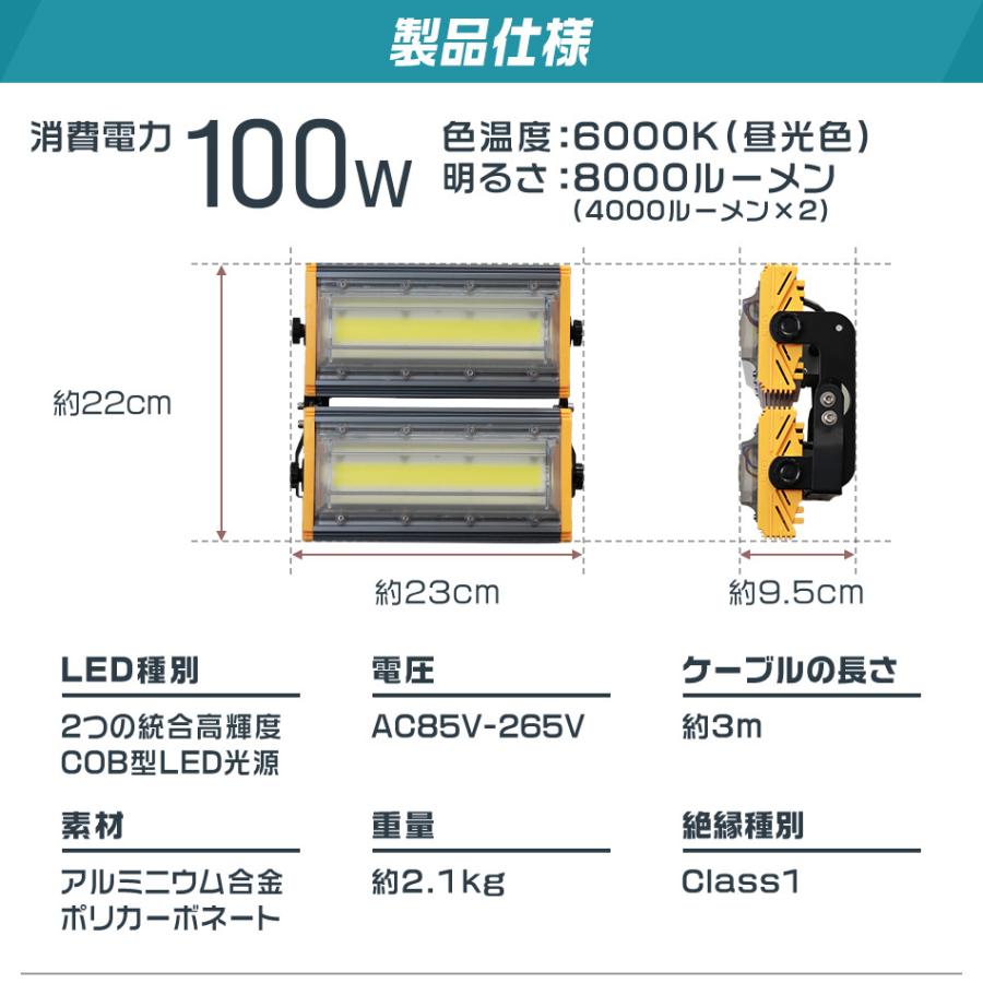 WEIMALL（ウェイモール） LED投光器 100W 薄型 COBチップ搭載 LED
