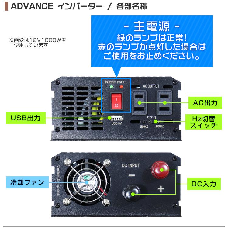 インバーター Dc12v Ac100v 定格1000w 修正波 疑似正弦波 矩形波 最大00w 50hz 60hz切替可 C03a Tantobazarshop 通販 Yahoo ショッピング