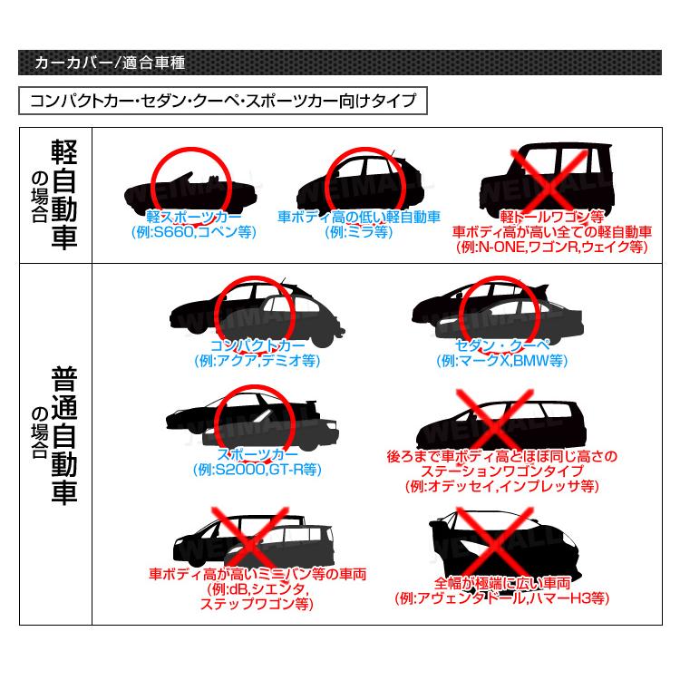 ボディカバー 車カバー カーカバー Mサイズ 裏起毛 軽自動車 PEVA素材 4層構造 防水 UVカット ベルト 黄砂 PM2.5 凍結防止 キズ防止 ゴム仕様｜tantobazarshop｜12