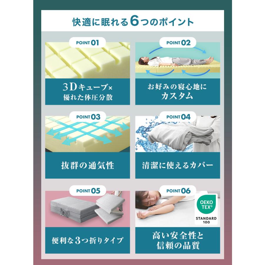 WEIMALL マットレス シングル 三つ折り 高反発ウレタン