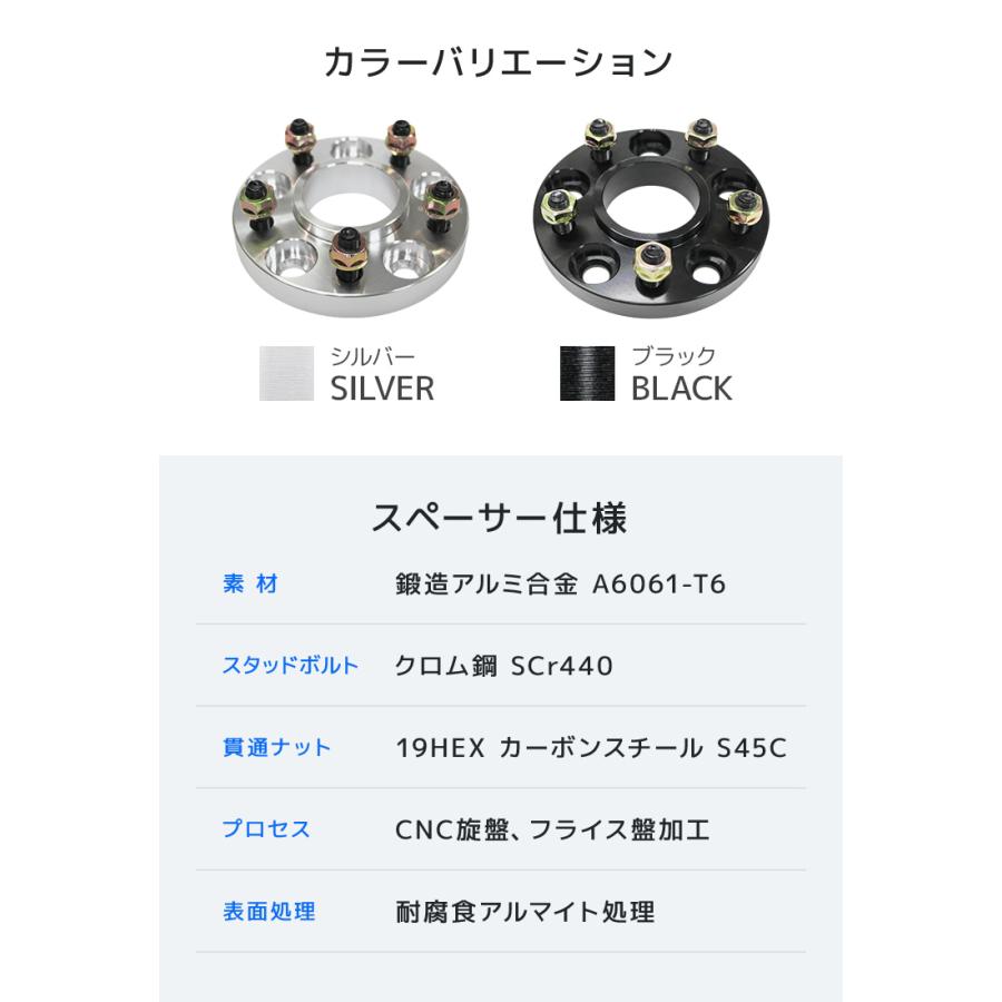 Durax スペーサー  50mm シルバー 114.3-5H-P1.5 HC73 ハブセン73mm 口コミ 高評価 人気｜tantobazarshop｜10