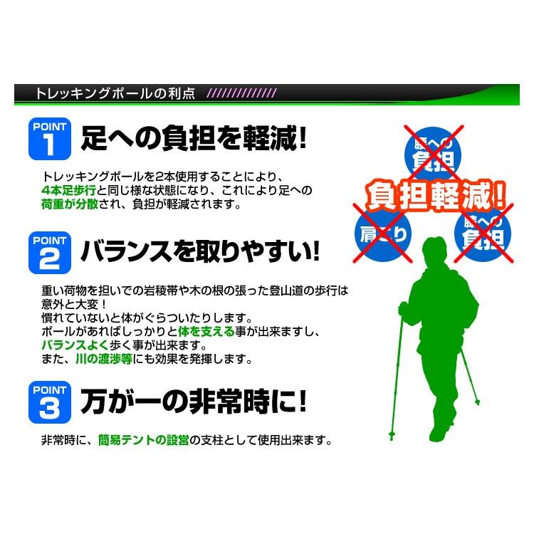 トレッキングポール 2本セット I型 女性用 ステッキ ストック 登山用杖 赤/レッド|tantobazarshop|03