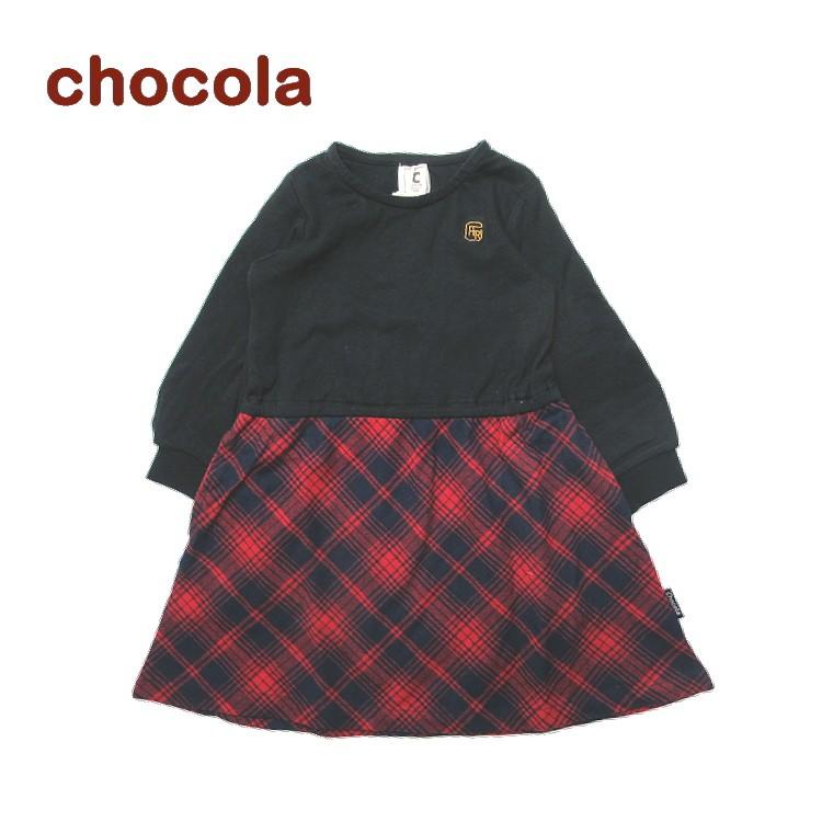 Chocola ショコラ チェック切替 長袖ワンピース 80cm 140cm Ch1913 53026 子供服と雑貨のお店tanbee 通販 Yahoo ショッピング