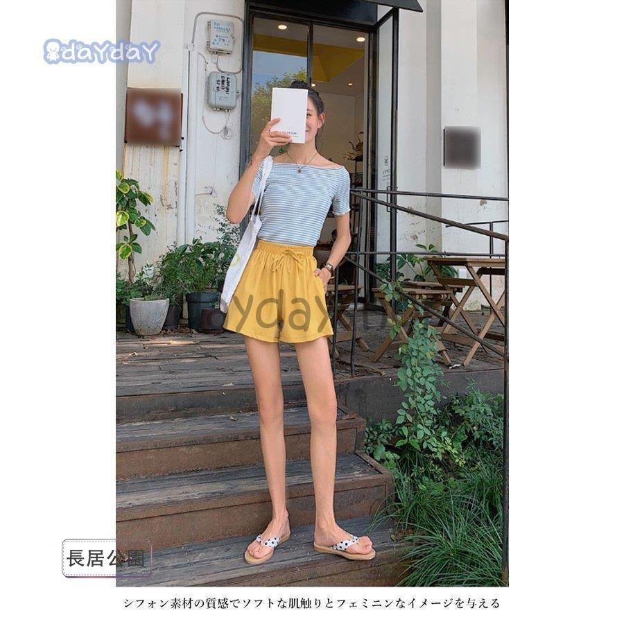 ショートパンツ レディース キュロットスカート シフォンパンツ 短パン ゆったり ショーパン ウエストゴム キュロット 夏 ワイドパンツ｜taohua0224｜04