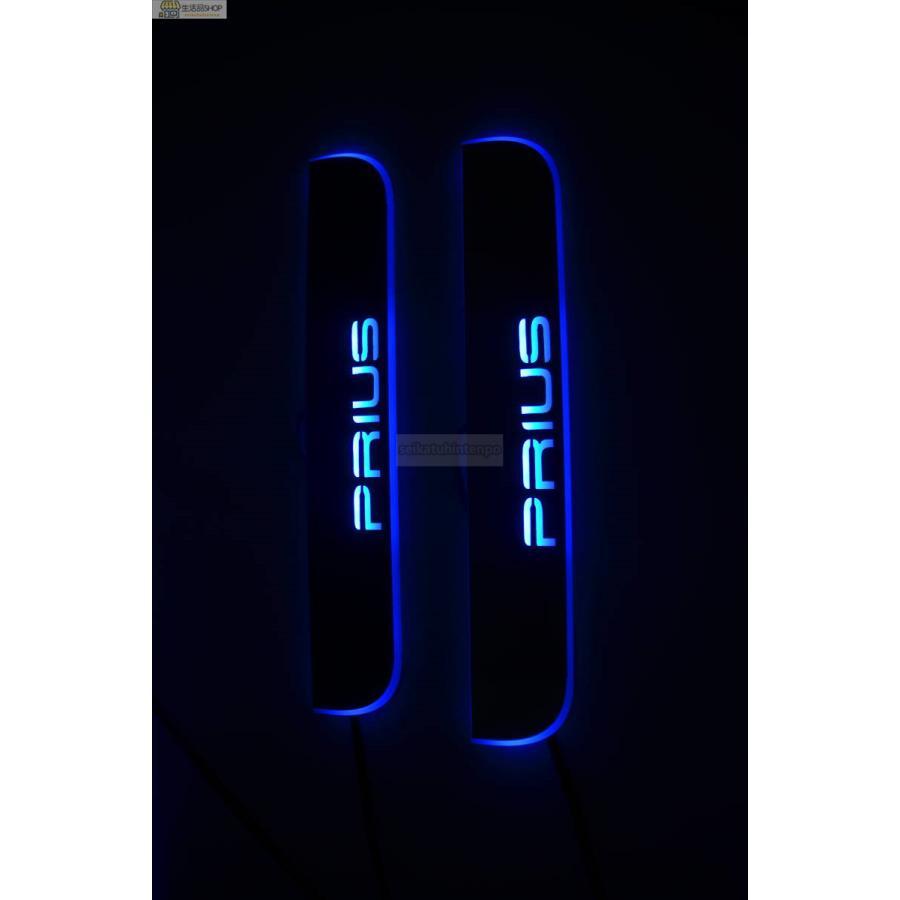ふじみ野市 新型50系プリウスステンレスス製LED流れるカッフプレート青発光4点フルセット！