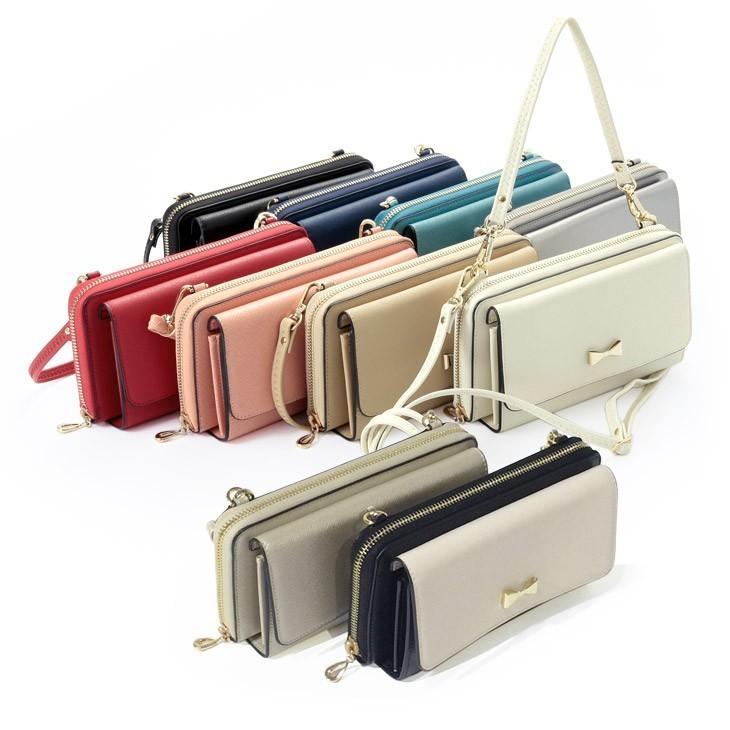 【SALE】【即納】【正規品】カシュカシュ cachecache / リボンポイントお財布ショルダーバッグスマホ・交差シボ/定形外郵便発送 | 