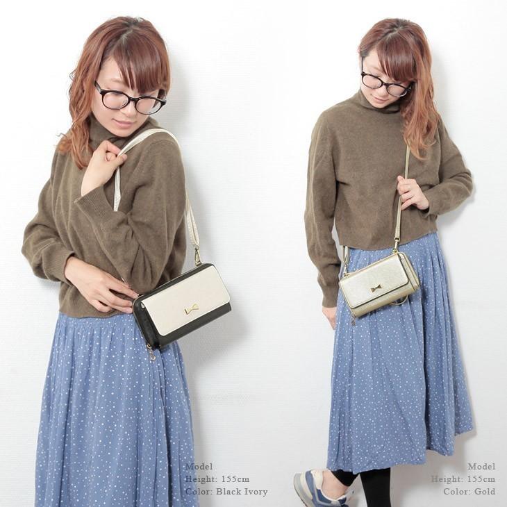 【SALE】【即納】【正規品】カシュカシュ cachecache / リボンポイントお財布ショルダーバッグスマホ・交差シボ/定形外郵便発送 |  | 02