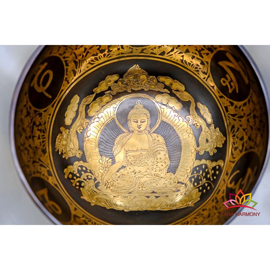 【美細工・特注限定品　超美音　常磐色】シンギングボウル 246g  9cm シンギングボウル 21cm 【薬師如来】（超美音） 396Hz,528Hz